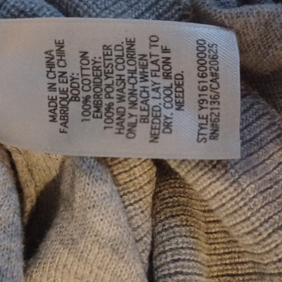 GUESS Mini Cropped Cardigan, gray w/white polka dots, scoop neck - Picture 7 of 7